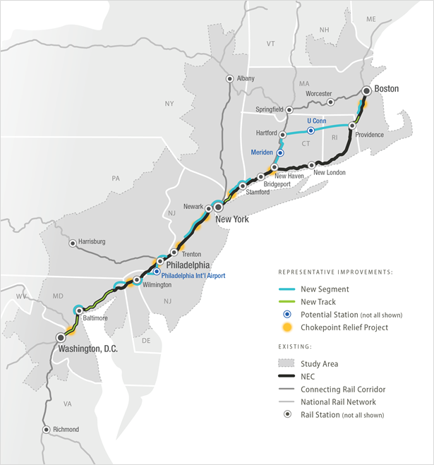 Figure S-3: Alternative 2 (Chokepoint, New Track, and New 
        Segment Locations)