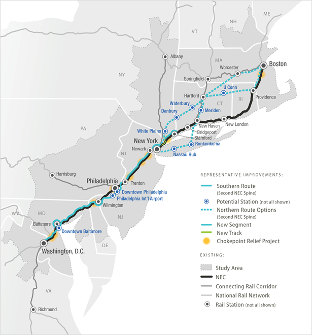 Figure S-4: Alternative 3 (Chokepoint, New Track, and New 
        Segment Locations)